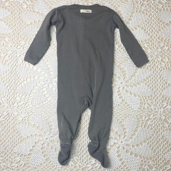 L'oved Baby 6-9 Months Gray Brown Organic Cotton Footie Sleeper - Picture 4 of 4